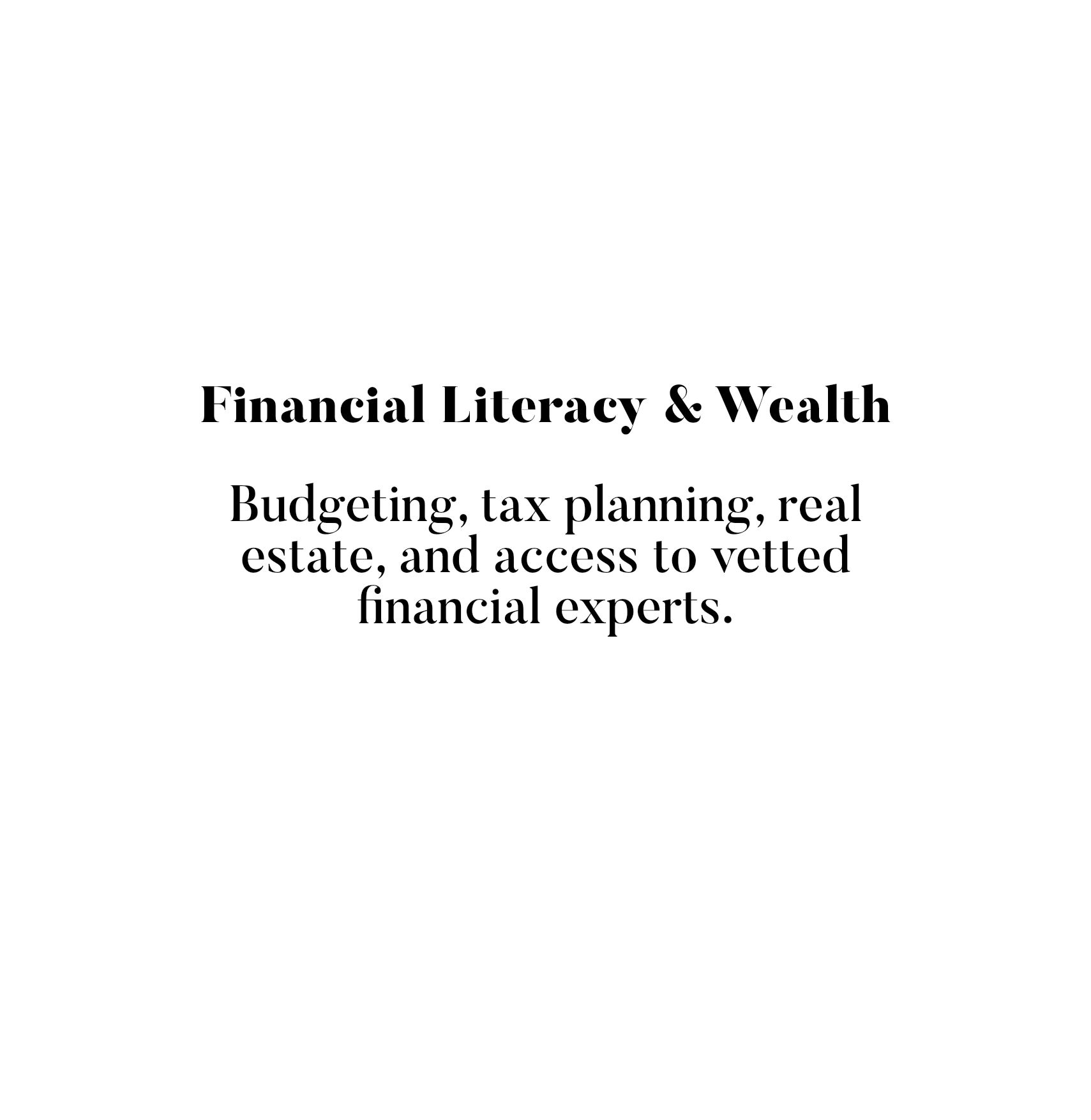 Financial Literacy & Wealth