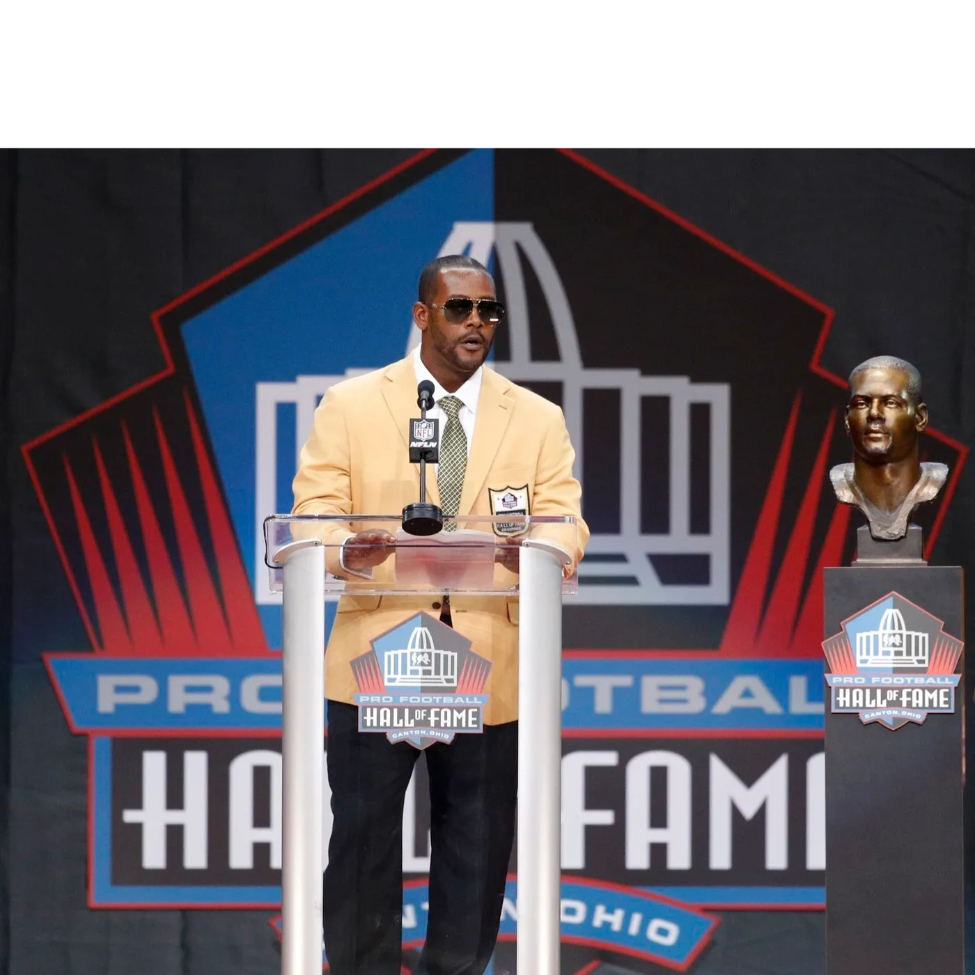 Athlete speaking at Hall of Fame ceremony